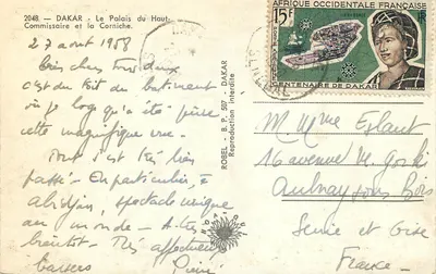 Dakar — Pałac Wysokiego Komisarza i Brzeg — Robel, n° 2048 — Rewers