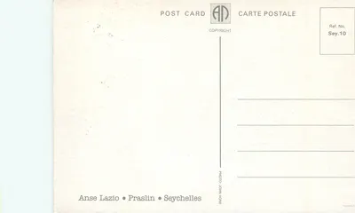 Anse Lazio — Praslin — wydawca AD, nr serii Sey.10 — Rewers