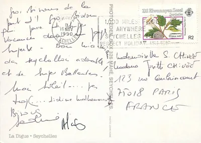 La Digue — Seychelles — Foto John Hone — Foto de inteiro postal — Verso