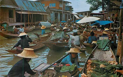 Marché flottant de Wad Sai, Dhonburi — Thaïlande — éditeur THAI SILPA, n° 464