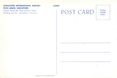 Aeroporto internacional de Singapura — Torre de controle e edifícios de informação — S.W. Singapore, série S3903 — Verso
