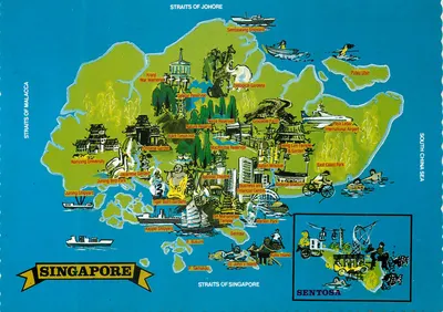 Carta postal ilustrada de Singapura — Sentosa — editor A&T International (PTE) Ltd
