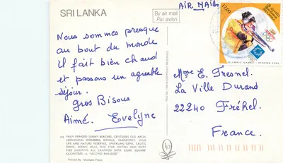 Sri Lanka — Carte postale turística com mapa e paisagens — Morlaike Press — Verso
