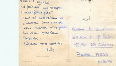 Zachód słońca na Ceylonie — Ceylon Tourist Board, seria 1432/42 — Rewers