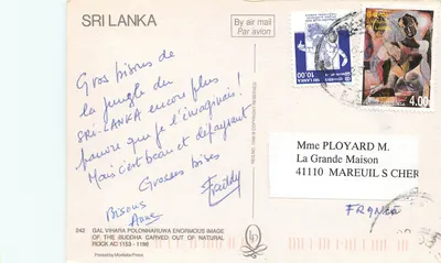 Polonnaruwa — Estátua do Buda deitado — Printed by Mortlake Press — Verso