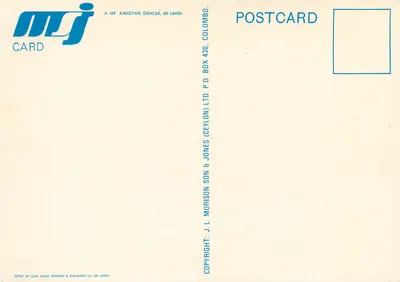 Dançarino Kandyan — Sri Lanka — MJJ Card n°169 — Verso