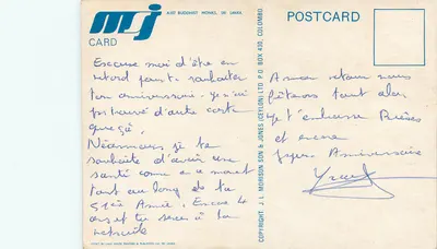 Monges budistas — Sri Lanka — editor MJJ, n° A107 — Verso