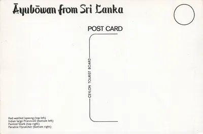 Birds of Sri Lanka — Ceylon Tourist Board — Back