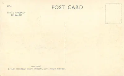 Czarodziej węża — Sri Lanka — Ceylon Pictorials, Kolombo — Rewers