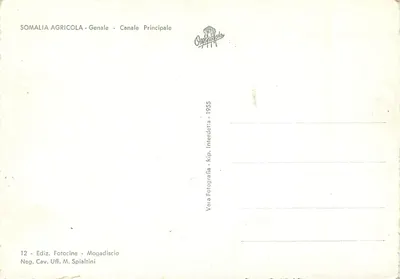 Kanał główny — Somalia rolnicza — wydawca Vera Fotografia, Mogadiscio — Rewers