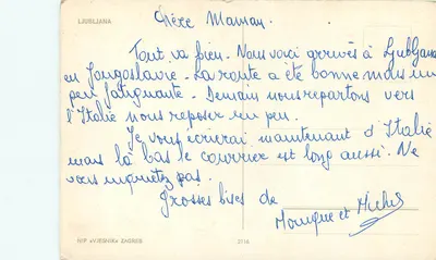 Ljubljana — vista panorâmica com estátua e noite — editor NIP Vjesnik, Zagreb, n° 2116 — Verso