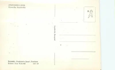 Gruta de Postojna — Sujeito principal — Založnik 'Postojnske Jame', Beograd — Verso