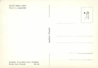 Jaskinia Postojna — Sujet główny — Založnik 'Postojnske jame', Postojna — Rewers