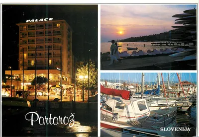 Portoroz — Hotel Palace e vista do porto — editor Riviera cards