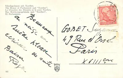 Riksdagshuset och Norrbro — Parlament szwedzkie i most Norrbro — Wydawca nieznany, n° 161 — Rewers
