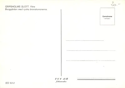 Gripsholms slott — Zewnętrzna borggård z rosyjskimi brązowymi armatami — Comochrome Import, Johanneskop, seria SO 53-2 — Rewers