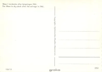 Le Wasa — po jego odnalezieniu w 1961 roku — wydawca Grakko, nr 133/15 — Rewers