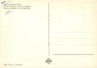 Hillen van Gamla Uppsala — uitgever AB Axel Pettersson & Son, n° 909 — Achterkant
