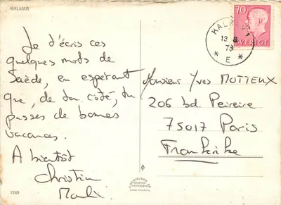 Nowoczesna pocztówka Kalmar — Rewers