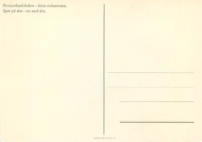 Sveriges Postsparbanksboken — bästa reskamraten — Posten, Stockholm 1953 — Verso