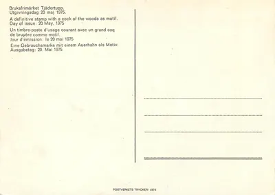 Porco das florestas — selo postal sueco — editor POSTVERKETS TRYCKERI, número de série não visível — Verso