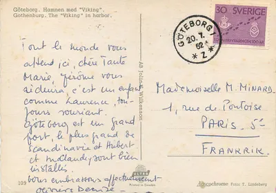 Bilhete postal moderno Gotemburgo Gotemburgo O vikingo no porto Barco — Verso