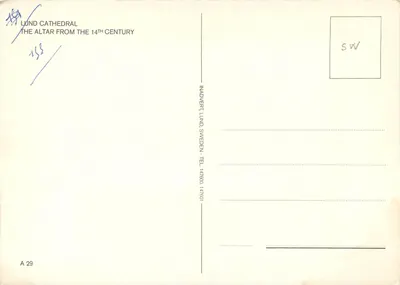Katedra w Lund — ołtarz XIV wieku — Inadvert Lund, seria A 29 — Rewers