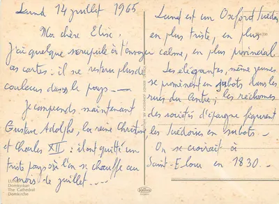 Lund — Catedral de Lund — editor Krüger Import, n° 964/200 — Verso