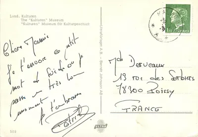 Bilhete postal moderno Lund Kulturen — Verso