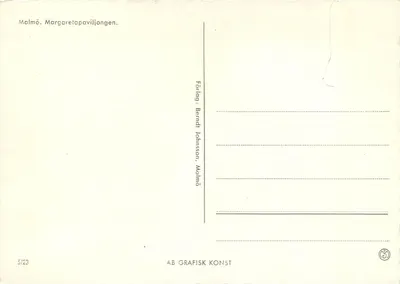 Malmö. Margaretapaviljongen — editor Berndt Johnson, série 5/23 — Verso