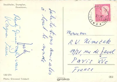 Estocolmo, Stureplan — Centro da cidade — grako 130/274 — Verso