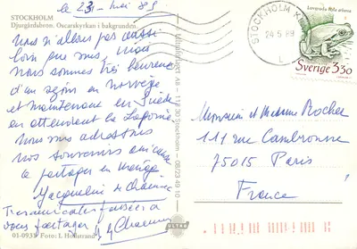 Estocolmo — Djurgårdsbron e Oscarskyrkan — editor ULTRA, n° 01-0931 — Verso