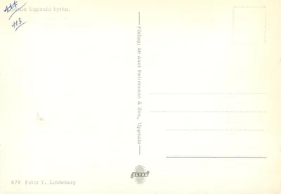 Igreja de Gamla Uppsala — editor AB Axel Petterson & Son, Uppsala, n° 878 — Verso
