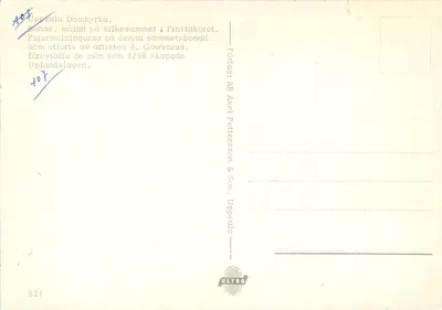 Catedral de Uppsala — Tapeçaria da Catedral — Editor AB Axel Pettersson & Son, Uppsala — Verso