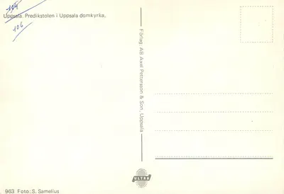Katedra w Upsale — Przedpokój — Wydawnictwo: AB Axel Petterson & Son, Upsala — Rewers