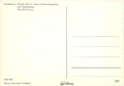 Estocolmo — Gamla Stan, Stora Gråmunkegränd e Storkyrkan — Grako 130/243 — Verso