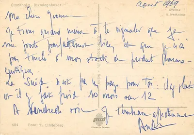 Stockholm. Riksdagshuset — widok parlamentu — wydawca Ultra, nr 404 — Rewers