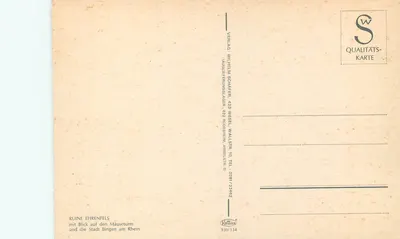 Ruínas de Ehrenfels — com vista para o Mäuseturm e a cidade de Bingen-sur-le-Rhin — Verlag Wilhelm Schafer — Verso