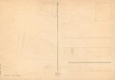 Bonn, Marktplace — mercado animado com tendas listradas — Krüger, n° 936/31 — Verso