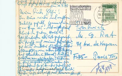 Bonn: Im Tulpenfeld — Międzynarodowy Festiwal Beethovena 1970 — Farb-Aufnahme Jos. Kessler, Wiedenollendorf b. Bonn, Nr. 2231 — Rewers