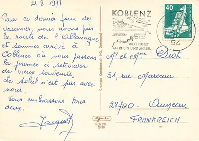 Koblenz nad Rynem i Moselą — widok panoramiczny i zabytki — Agfacolor — Rewers