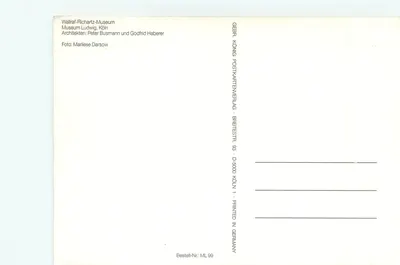 Muzeum Wallraf-Richartz — Muzeum Ludwig, Kölne — wydawca GEBR. KÖNIG POSTKARTENVERLAG — Rewers