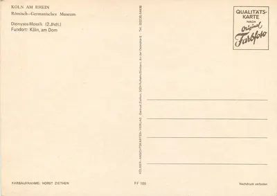 Mosaico de Dionísio — 2º século d.C. — Kölner Ansichtskarten-Verlag, n° FF 109 — Verso