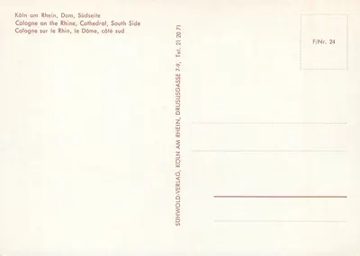 Köln nad Rynem, Katedra, południowa strona — Suhwold-Verlag, F/Nr. 24 — Rewers
