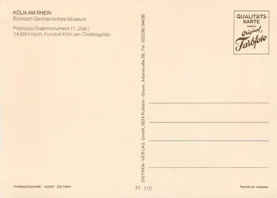 Monumento funerário de Poblicius — 1º século — ZIETHEN-VERLAG GmbH, FF 110 — Verso