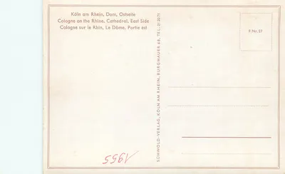 Köln nad Rynem, Katedra, Strona Wschodnia — Sühwold-Verlag, seria F/Nr. 27 — Rewers