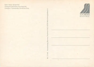 Katedra w Kölne — portal południowy — architektura gotycka — Storms Kunstverlag, nr 2.140 — Rewers