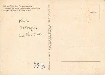 Catedral de Colônia — iluminações — Sühwold-Verlag, F/Nr. 6 — Verso