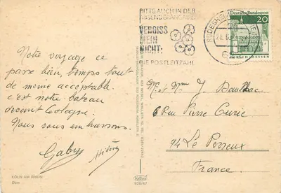 Catedral de Colônia — vista do rio Reno — editor Krüger, n° 928/47 — Verso