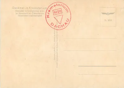 Monumento aos Mortos — Dachau — editor Deutsche Lufbild K.G. — Verso